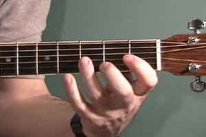 Uncle Tim shows exact finger position in a guitar scale run